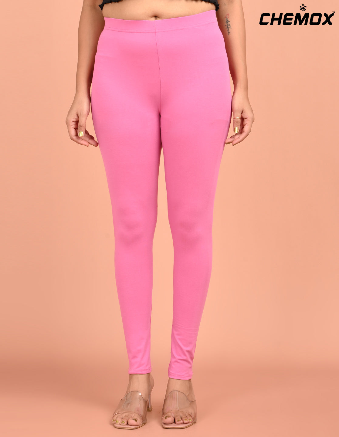 CHEMOX | 259 | Taffy Pink Cotton Lycra Ankle Length Legging 220gsm