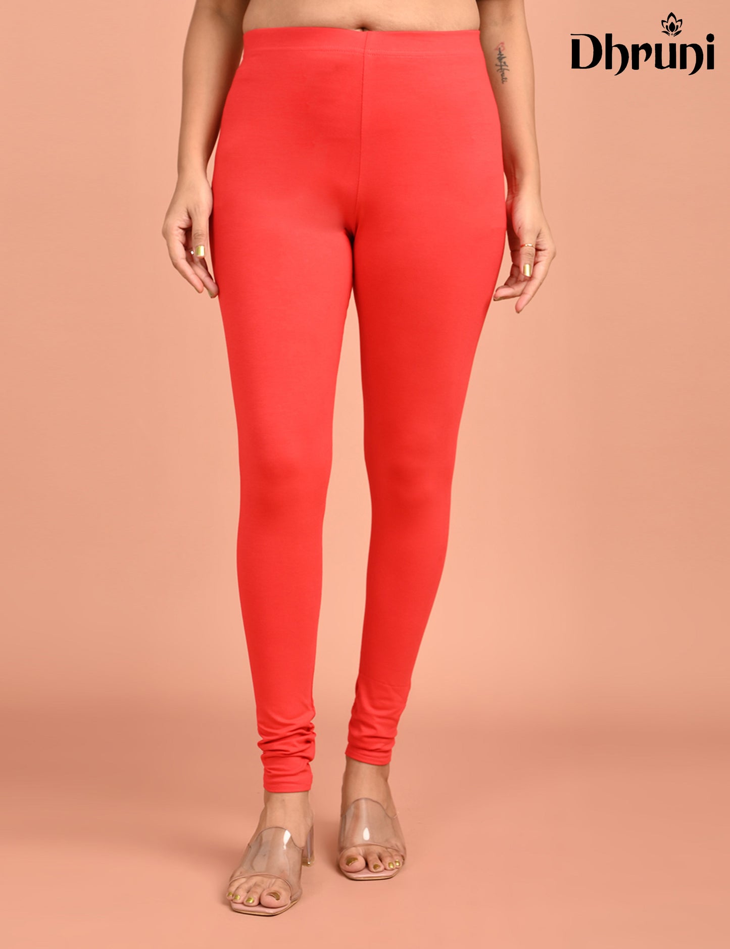 DHRUNI | 125 | Red Cotton Lycra Ankle Length Legging 220gsm