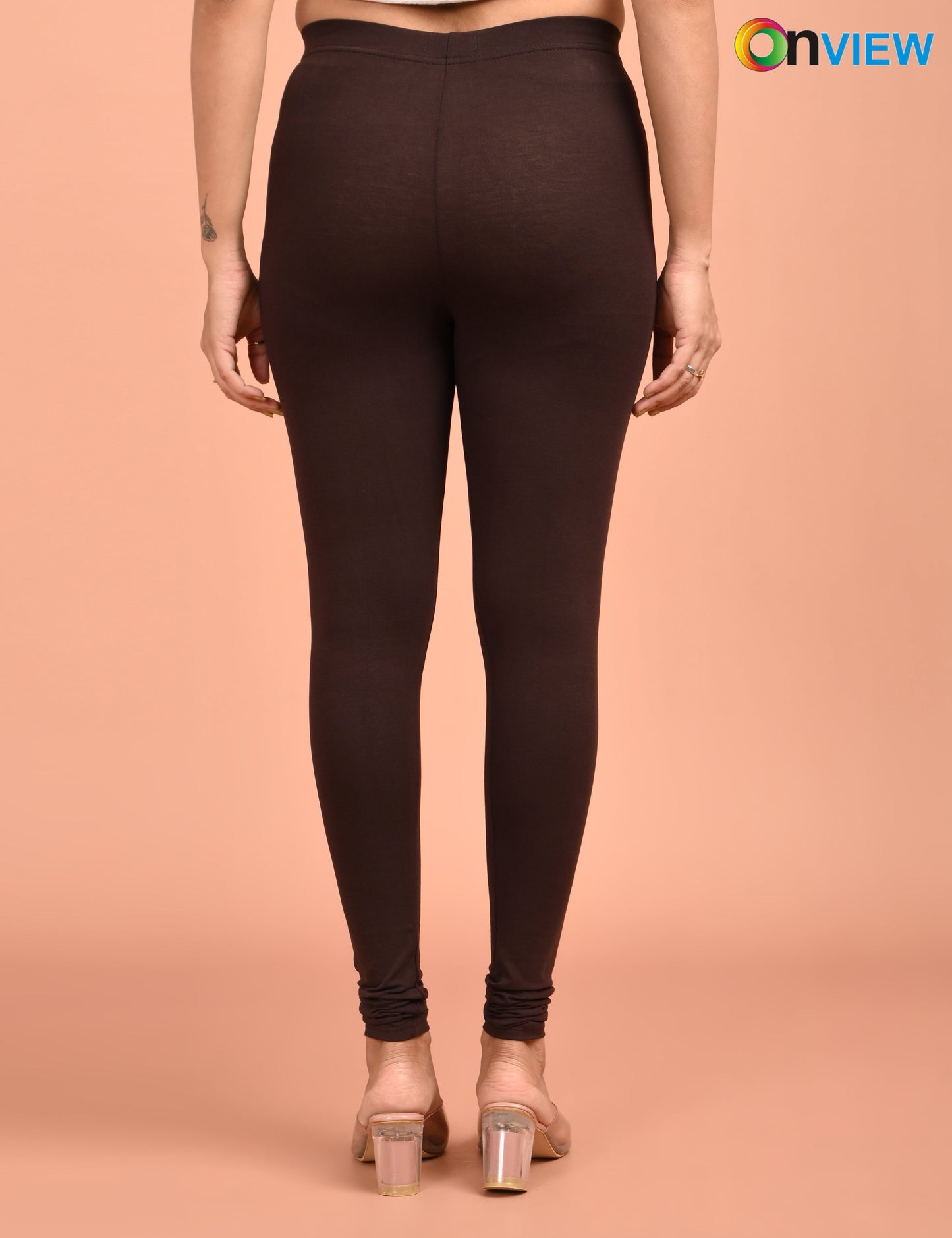 ONVIEW | 024 | Coffee Brown Cotton Lycra Ankle Length Legging 220gsm