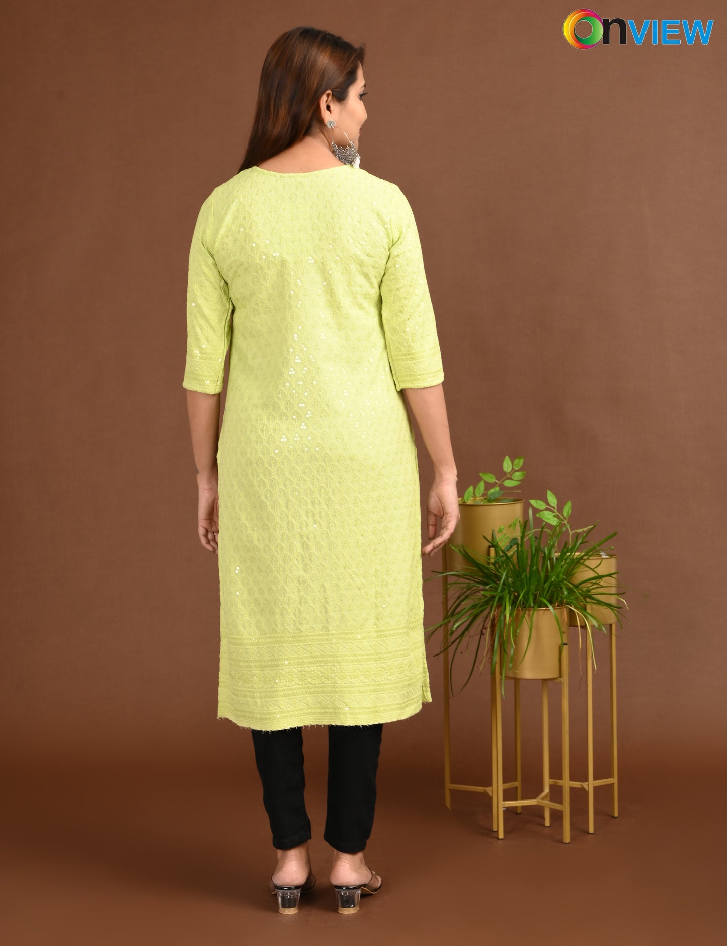 ONVIEW | 1746 | CHIKANKARI DESIGN NECK