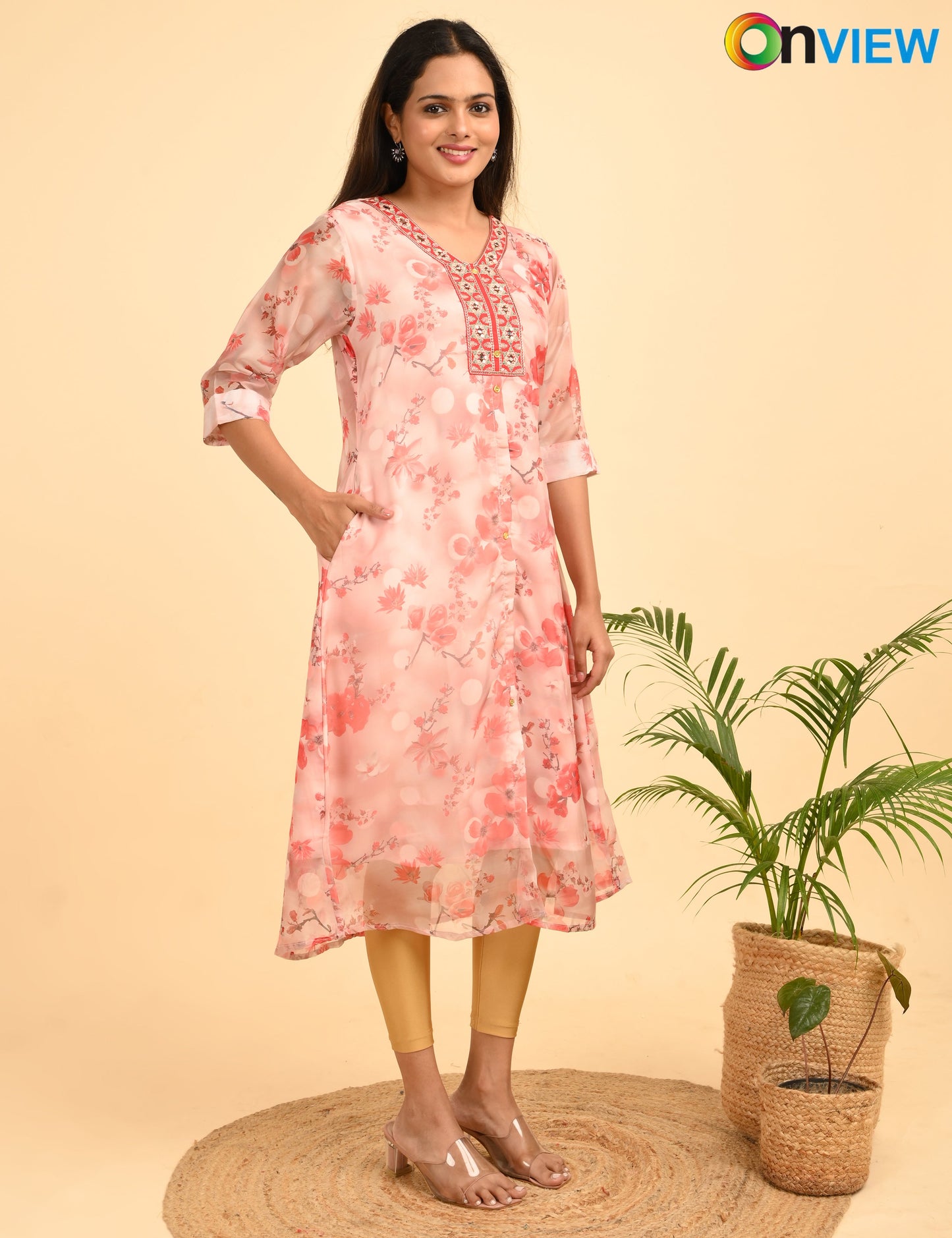 ONVIEW | 289 | A LINE ORGANZA EMBROIDARY UMBRELLA WITH LINING