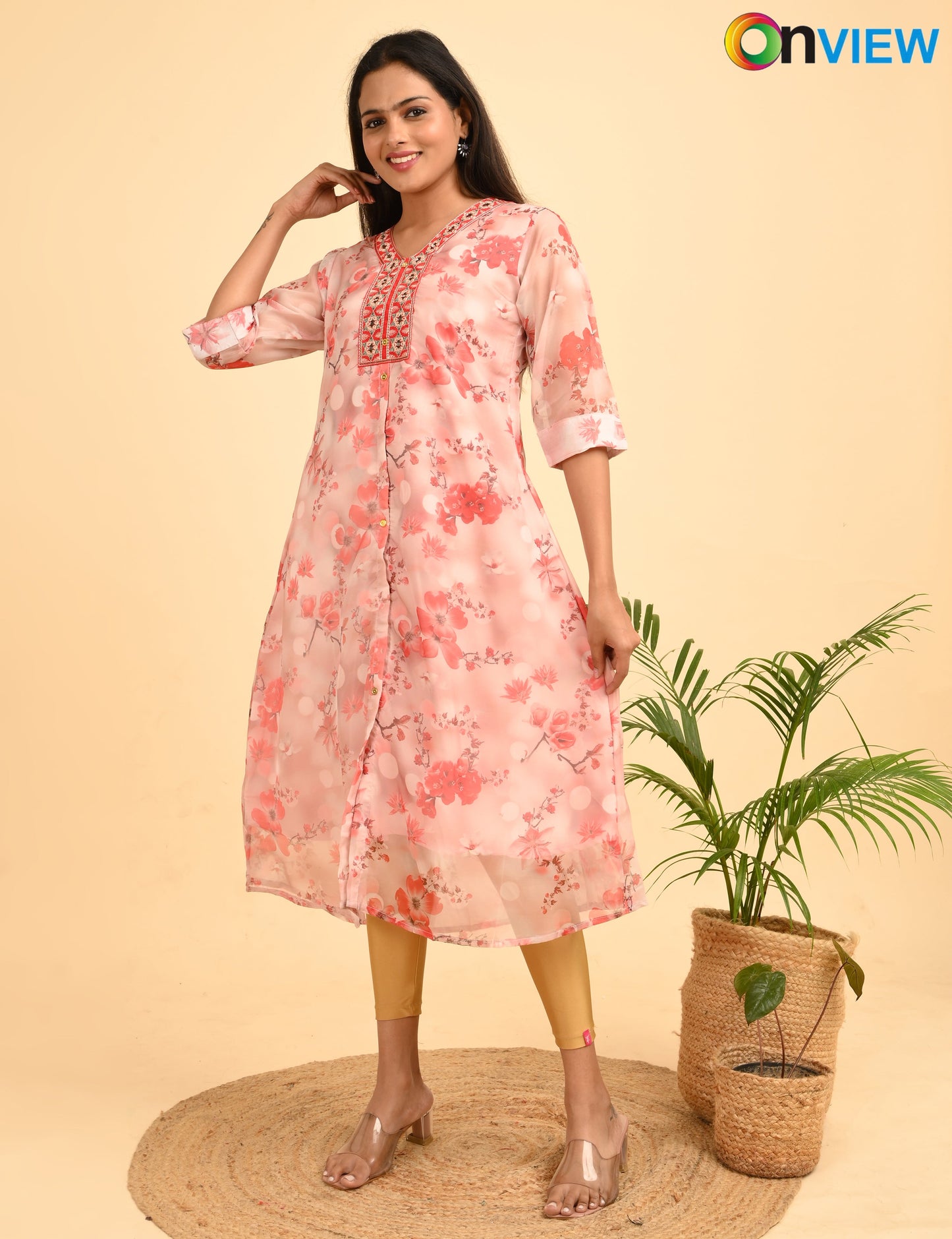 ONVIEW | 289 | A LINE ORGANZA EMBROIDARY UMBRELLA WITH LINING