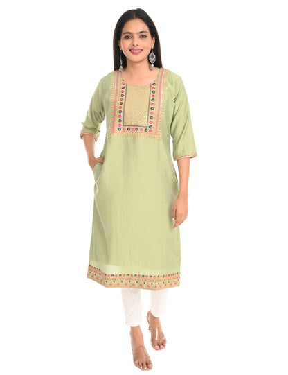 ONVIEW | 1433 | BOUTIQUE WORK SIDE OPEN KURTIS - (PISTA GREEN)