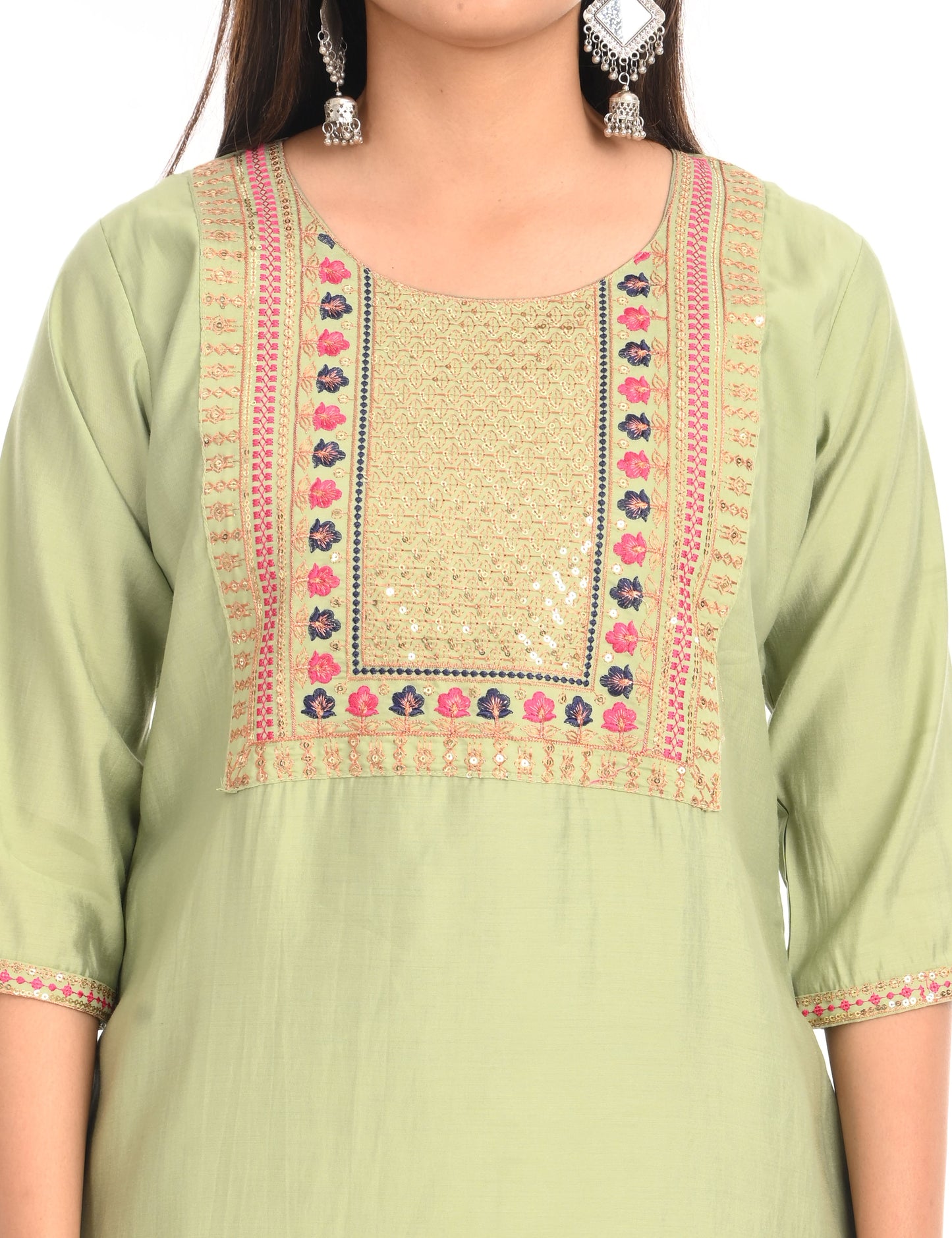 ONVIEW | 1433 | BOUTIQUE WORK SIDE OPEN KURTIS - (PISTA GREEN)