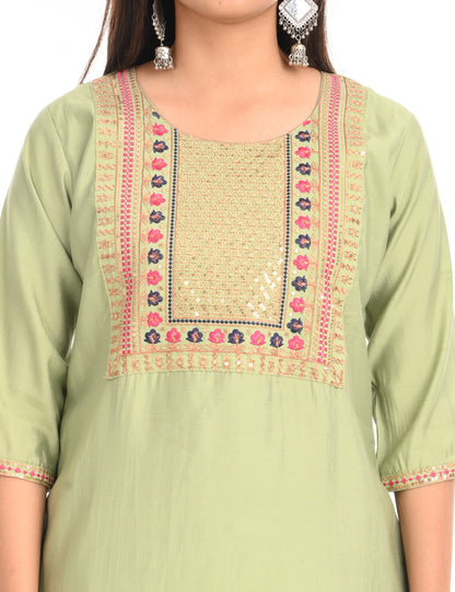 ONVIEW | 1433 | BOUTIQUE WORK SIDE OPEN KURTIS - (PISTA GREEN)