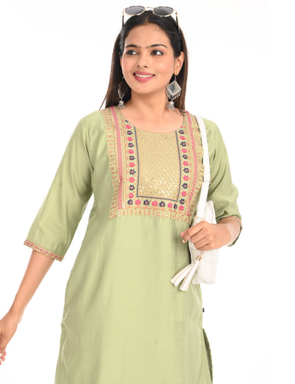ONVIEW | 1433 | BOUTIQUE WORK SIDE OPEN KURTIS - (PISTA GREEN)