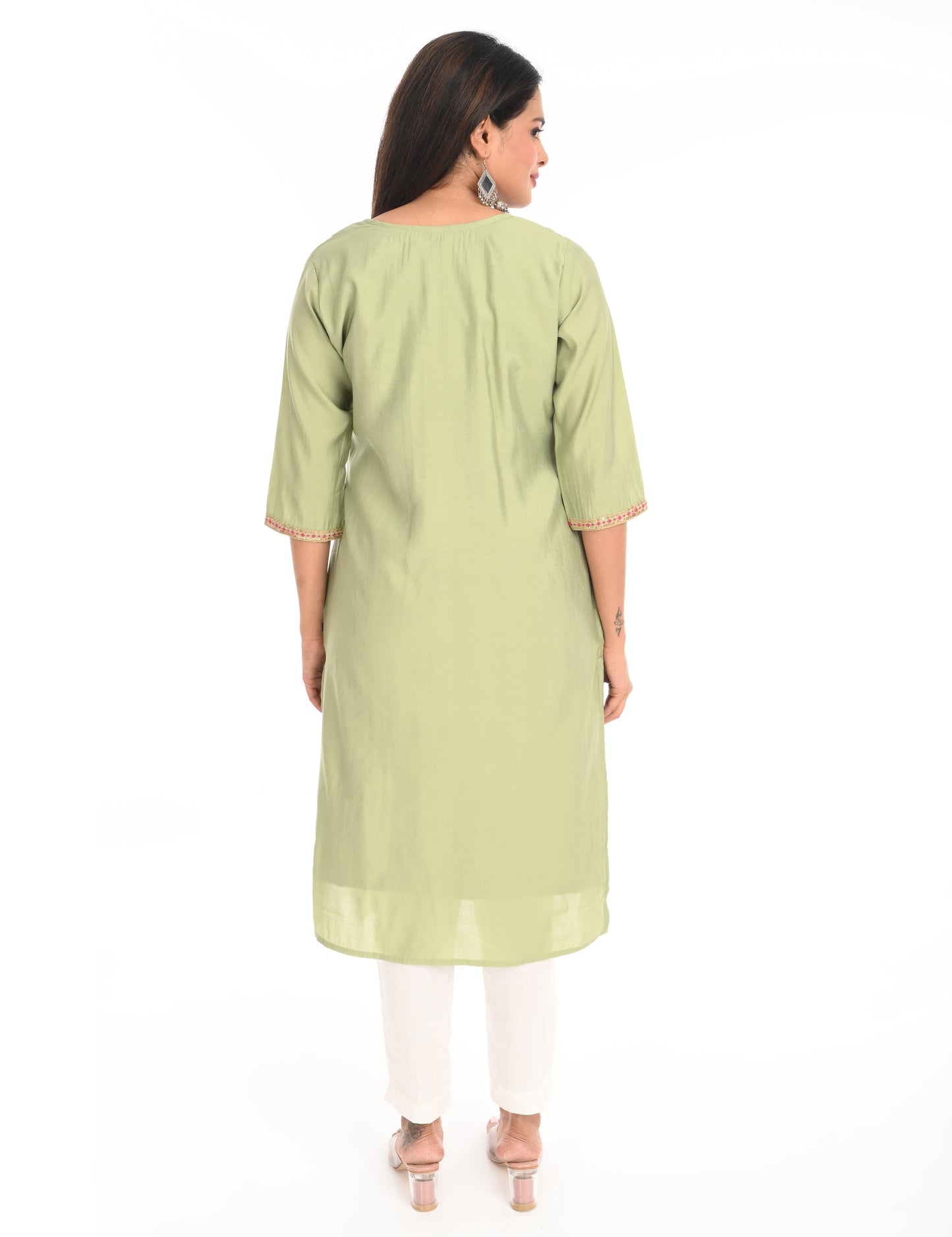 ONVIEW | 1433 | BOUTIQUE WORK SIDE OPEN KURTIS - (PISTA GREEN)