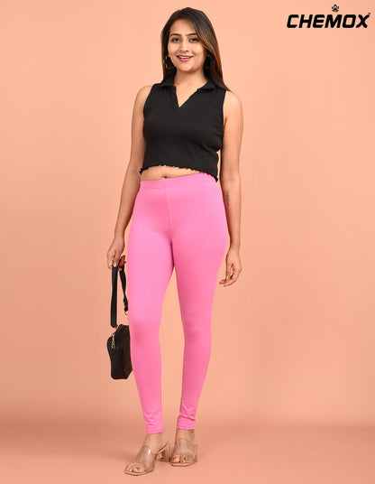 CHEMOX | 259 | Taffy Pink Cotton Lycra Ankle Length Legging 220gsm