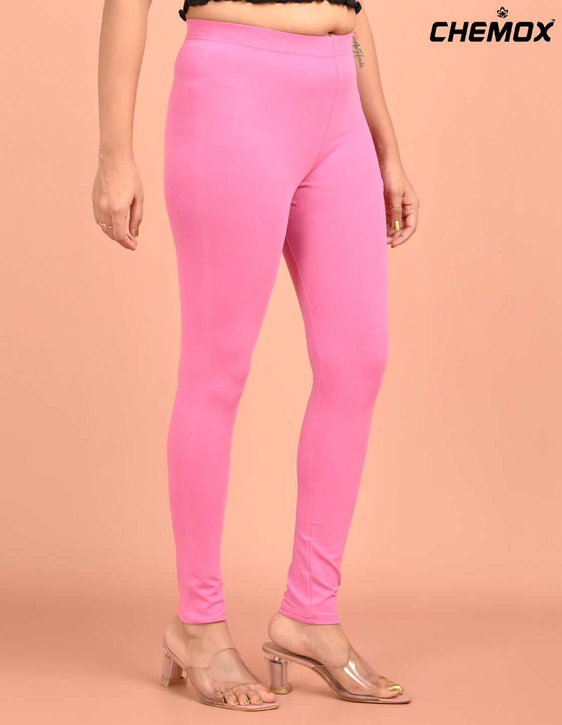 CHEMOX | 259 | Taffy Pink Cotton Lycra Ankle Length Legging 220gsm