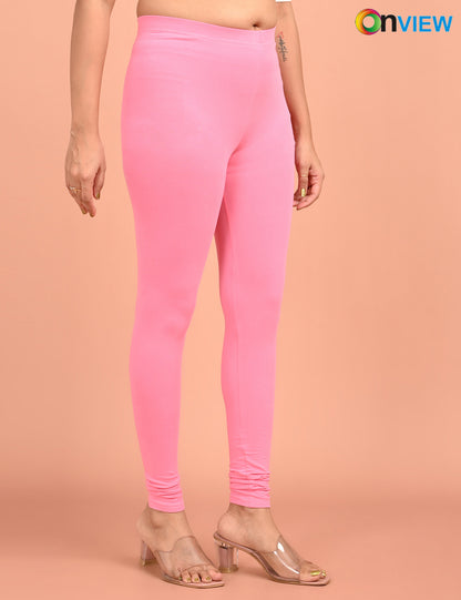ONVIEW | 006 | Pink Cotton Lycra Ankle Length Legging 220gsm