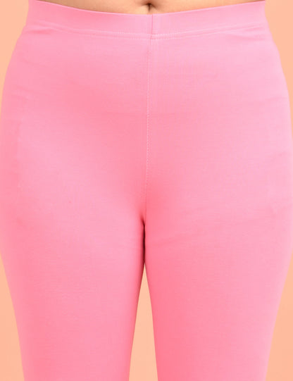 ONVIEW | 006 | Pink Cotton Lycra Ankle Length Legging 220gsm