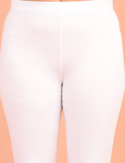 ONVIEW | 017 | White Cotton Lycra Ankle Length Legging 220gsm