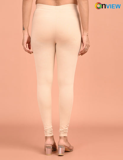 ONVIEW | 050 | Cream Cotton Lycra Ankle Length Legging 220gsm