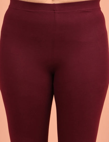 ONVIEW | 052 | Wine Cotton Lycra Ankle Length Legging 220gsm