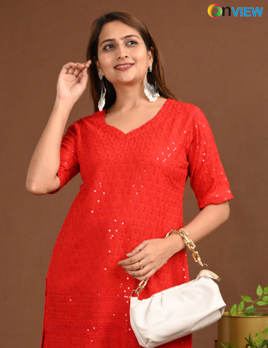 ONVIEW | 1665 | CHIKANKARI SHORT TOP