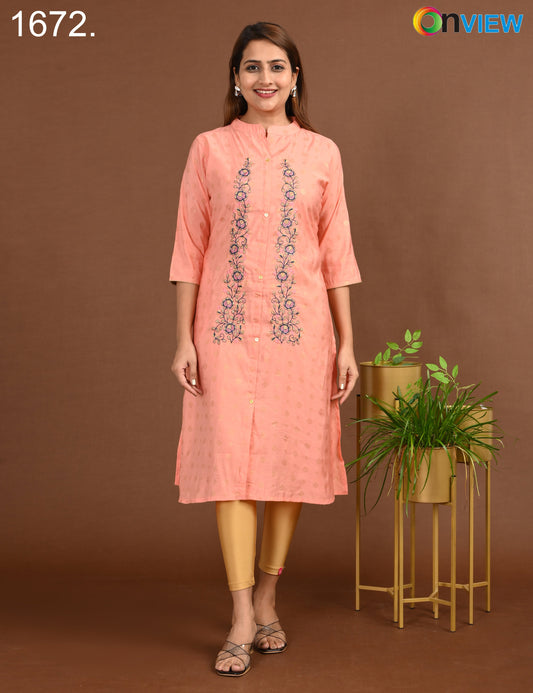 ONVIEW | 1672 | SILK A LINE SIDE OPEN WITH EMBROIDERY