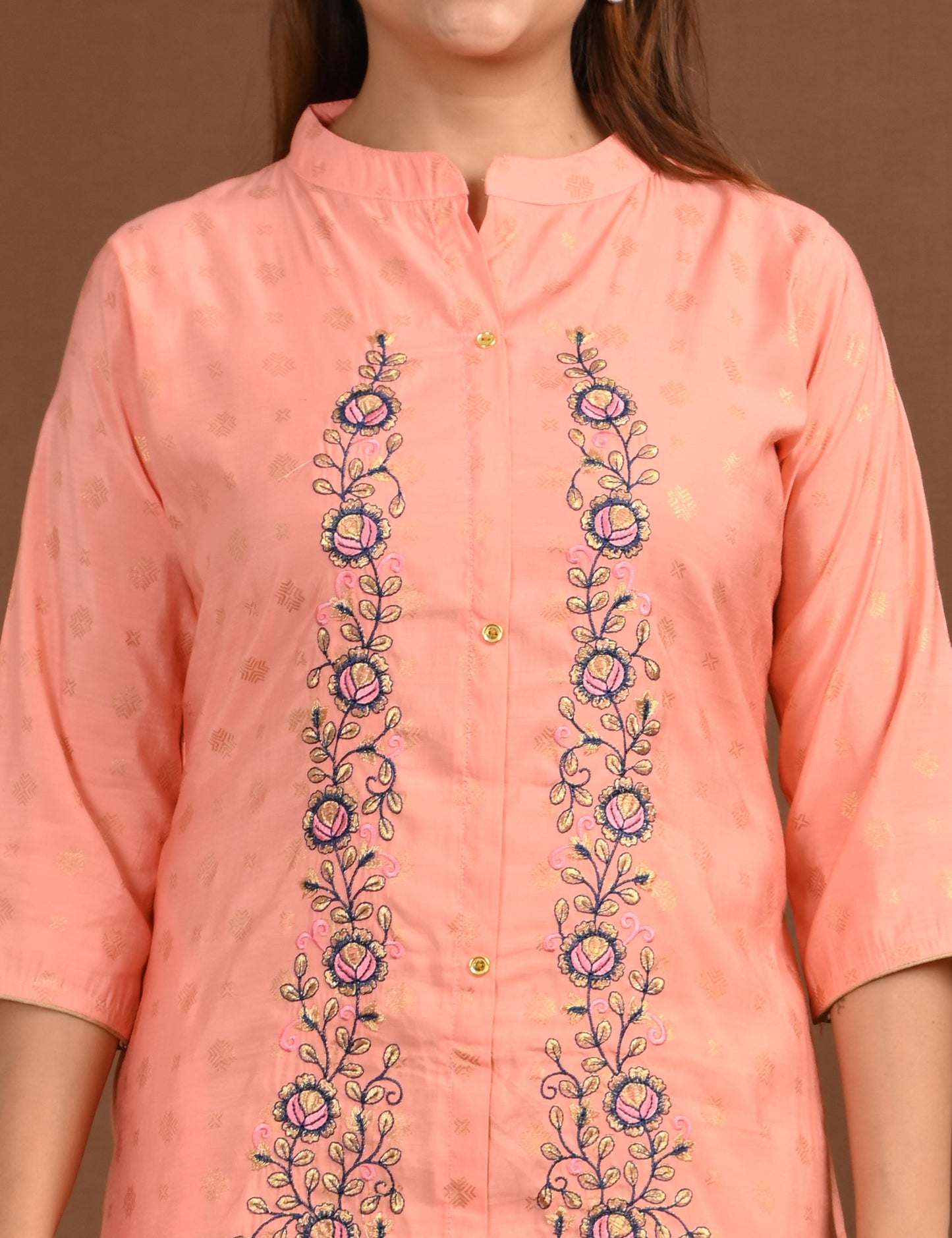 ONVIEW | 1672 | SILK A LINE SIDE OPEN WITH EMBROIDERY