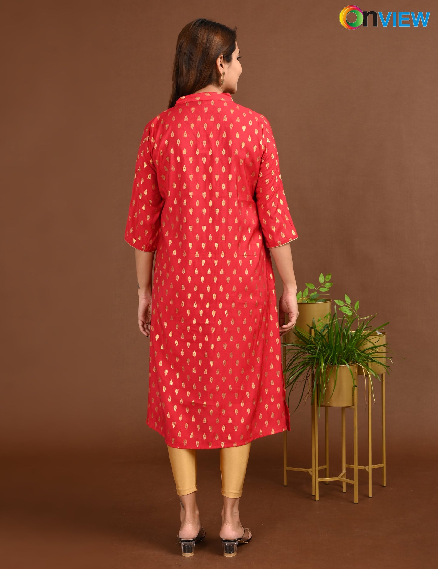 ONVIEW | 1673 | SILK A LINE SIDE OPEN WITH EMBROIDERY