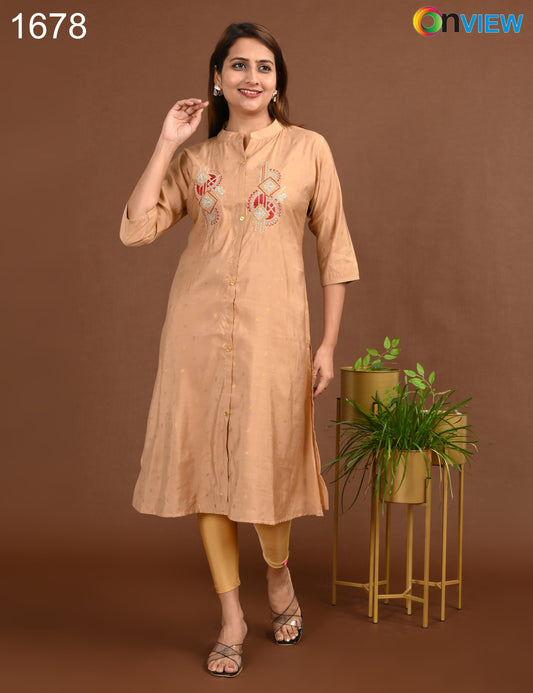 ONVIEW | 1678 | SILK A LINE SIDE OPEN WITH EMBROIDERY