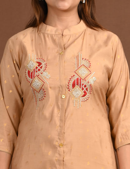 ONVIEW | 1678 | SILK A LINE SIDE OPEN WITH EMBROIDERY