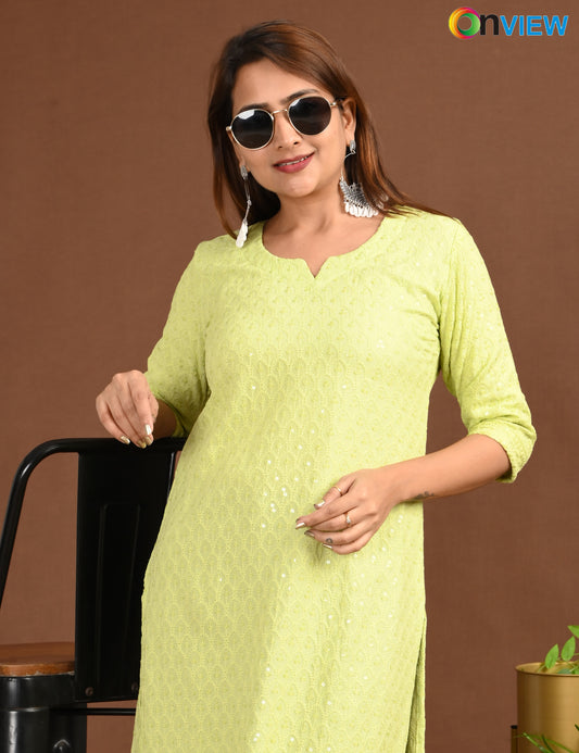 ONVIEW | 1746 | CHIKANKARI DESIGN NECK